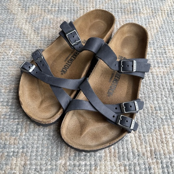 Birkenstock Franca Women's 40 US 9 Black Oiled Leather Sandals $139 - Picture 1 of 8